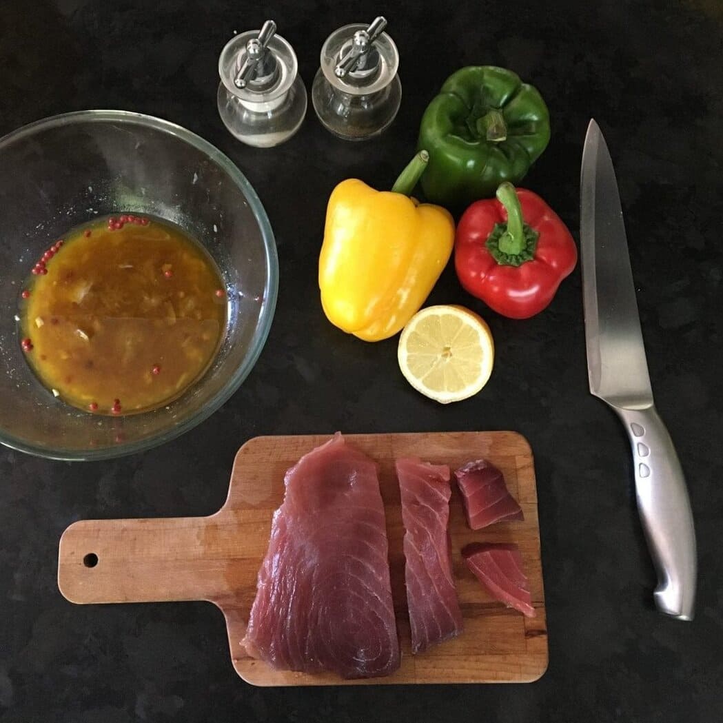 Brochettes de thon et poivrons